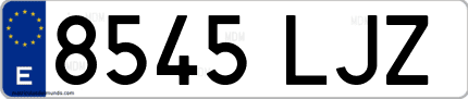 Ejemplo de matrícula de coche ordinaria 8545 LJZ