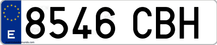 Ejemplo de matrícula de coche ordinaria 8546 CBH