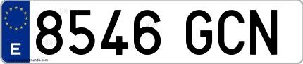 Ejemplo de matrícula española 8546 GCN