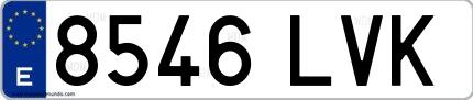 Ejemplo de matrícula española 8546 LVK