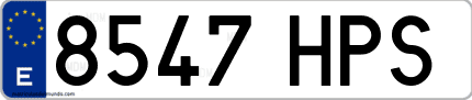 Ejemplo de matrícula de coche ordinaria 8547 HPS