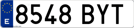 Ejemplo de matrícula de coche ordinaria 8548 BYT