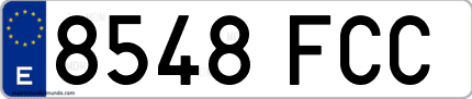 Ejemplo de matrícula de coche ordinaria 8548 FCC