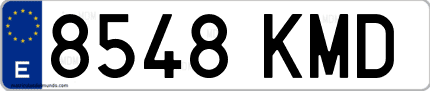 Ejemplo de matrícula de coche ordinaria 8548 KMD