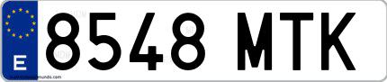 Ejemplo de matrícula española 8548 MTK