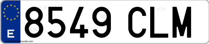 Ejemplo de matrícula de coche ordinaria 8549 CLM