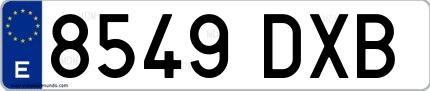 Ejemplo de matrícula española 8549 DXB