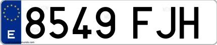 Ejemplo de matrícula española 8549 FJH