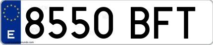 Ejemplo de matrícula española 8550 BFT