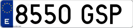 Ejemplo de matrícula española 8550 GSP