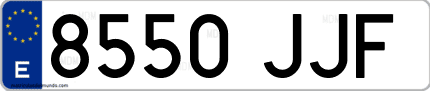 Ejemplo de matrícula de coche ordinaria 8550 JJF