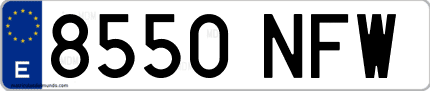 Ejemplo de matrícula de coche ordinaria 8550 NFW