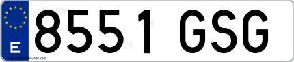 Ejemplo de matrícula española 8551 GSG