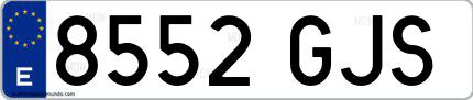 Ejemplo de matrícula española 8552 GJS