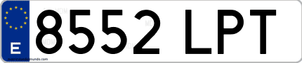 Ejemplo de matrícula de coche ordinaria 8552 LPT
