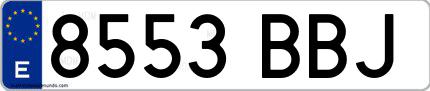 Ejemplo de matrícula española 8553 BBJ