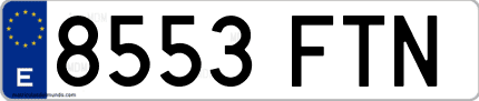 Ejemplo de matrícula de coche ordinaria 8553 FTN
