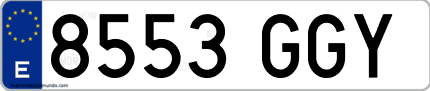 Ejemplo de matrícula de coche ordinaria 8553 GGY
