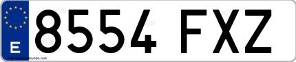 Ejemplo de matrícula española 8554 FXZ