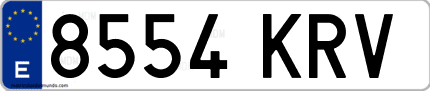 Ejemplo de matrícula de coche ordinaria 8554 KRV