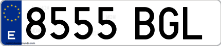 Ejemplo de matrícula de coche ordinaria 8555 BGL