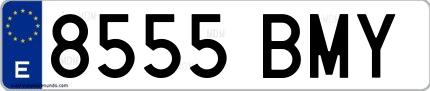 Ejemplo de matrícula española 8555 BMY