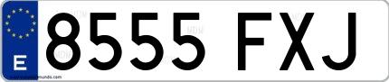 Ejemplo de matrícula española 8555 FXJ