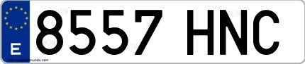 Ejemplo de matrícula española 8557 HNC