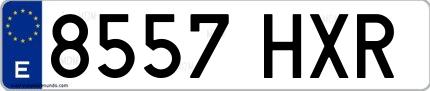 Ejemplo de matrícula española 8557 HXR