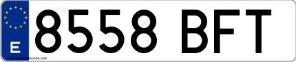 Ejemplo de matrícula española 8558 BFT