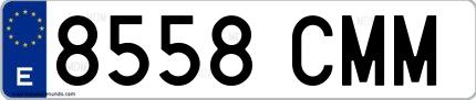 Ejemplo de matrícula española 8558 CMM
