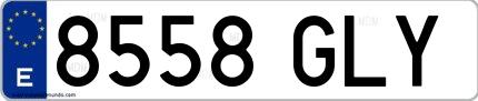 Ejemplo de matrícula española 8558 GLY
