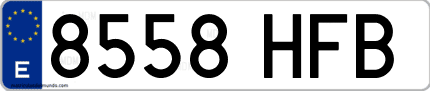 Ejemplo de matrícula de coche ordinaria 8558 HFB