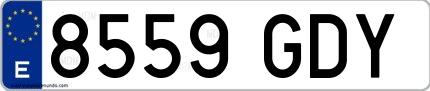 Ejemplo de matrícula española 8559 GDY