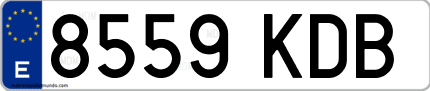 Ejemplo de matrícula de coche ordinaria 8559 KDB