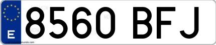 Ejemplo de matrícula española 8560 BFJ