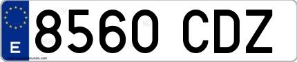 Ejemplo de matrícula española 8560 CDZ