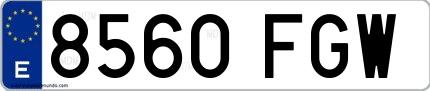 Ejemplo de matrícula española 8560 FGW