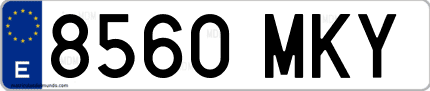 Ejemplo de matrícula de coche ordinaria 8560 MKY