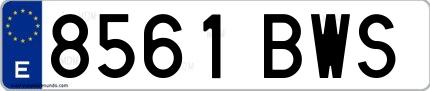 Ejemplo de matrícula española 8561 BWS