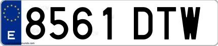 Ejemplo de matrícula española 8561 DTW