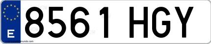 Ejemplo de matrícula española 8561 HGY