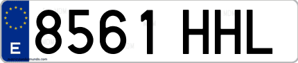 Ejemplo de matrícula de coche ordinaria 8561 HHL
