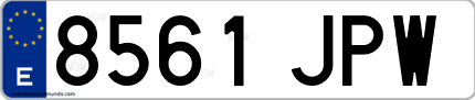 Ejemplo de matrícula de coche ordinaria 8561 JPW