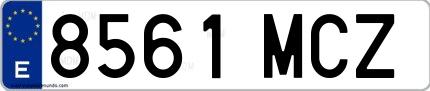 Ejemplo de matrícula española 8561 MCZ