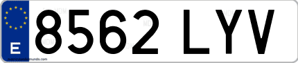 Ejemplo de matrícula de coche ordinaria 8562 LYV