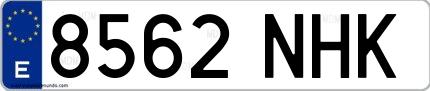 Ejemplo de matrícula española 8562 NHK