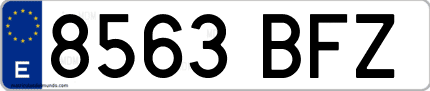 Ejemplo de matrícula de coche ordinaria 8563 BFZ