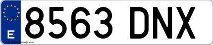 Ejemplo de matrícula española 8563 DNX