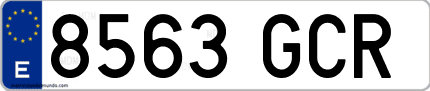 Ejemplo de matrícula de coche ordinaria 8563 GCR
